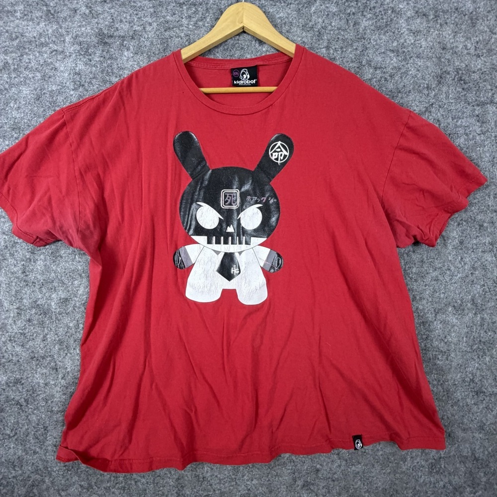 Kidrobot Huck Gee Dunny T-Shirt Mens 2XL Red Graphic Print Short Sleeve Summer